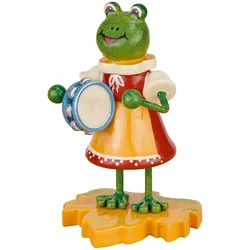 Hubrig-Volkskunst Käfer Frosch Mädchen mit Tamburin Höhe 8 cm