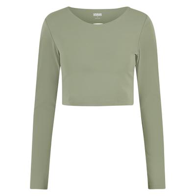 Longsleeve URBAN CLASSICS "Urban Classics Ladies Sports Longsleeve Ladies Sports Longsleeve", Damen, Gr. M, matcha grün, 80% Nylon, 20% Elasthan, unifarben, loose fit, Rundhals, Shirts