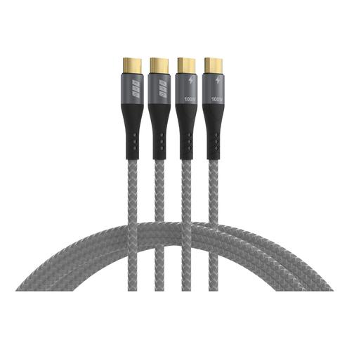 EFB Elektronik EFB USB-C cable set 100W PD 3.0 5A E-Marker Chip 2x1m gray gold contacts textile jacket (1 m, USB 2.0, 100 W) (USB-CC-00005)