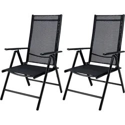 Gartenstuhl Hochlehner klappbar Bern 2er-Set Anthrazit Alu verstellbar
