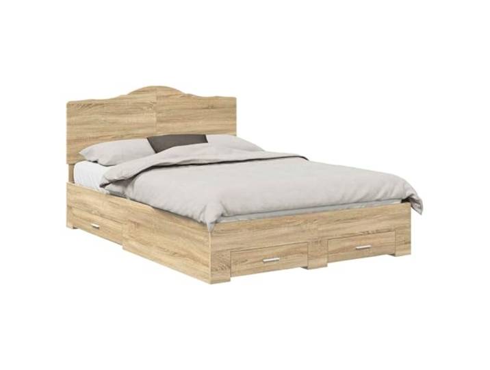 HMDNGOUT Bettrahmen mit Kopfteil Sonoma-Eiche 140 x 190 cm Holzwerkstoff, Bett mit Schubladen und Stauraum, stabiles Bettgestell mit praktischen Aufbewahrungslösungen, modernes Design