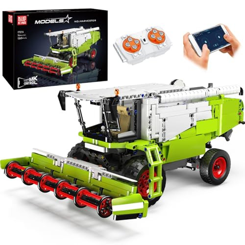 Mould King 17014 Technic Vrachtwagen Bouwset met Motor en Afstandsbediening, Maaidorser Speelgoed voor Kinderen en Volwassenen
