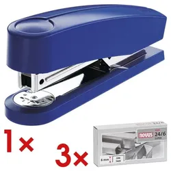 Novus Tacker / Heftgerät »B2« inkl. 3x Heftklammern blau, 13.2x3.3x6.5 cm