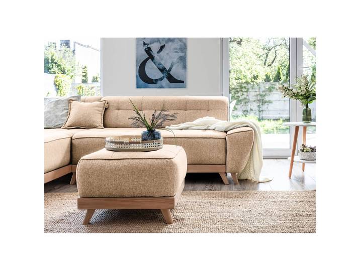 Polsterhocker Surribas 60 x 42 x 60cm Beige Webstoff Lark: Beige