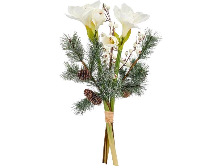 Winterliche Kunstpflanze CREATIV GREEN Strauß mit Amaryllis , grün (weiß), H:66cm, Obermaterial: 70% Kunststoff, 30% Polyester, Kunstpflanzen, Winterliche Kunstpflanze, mit Beeren