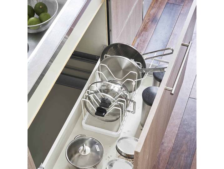 Organisateur de casseroles 45 x 18 x 20cm Blanc/Blanc
