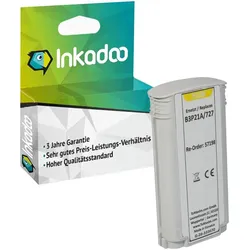 Inkadoo, Druckerpatrone, Druckerpatronen kompatibel zu HP B3P21A / 727 Tintenpatrone, gelb Gelb (Y)