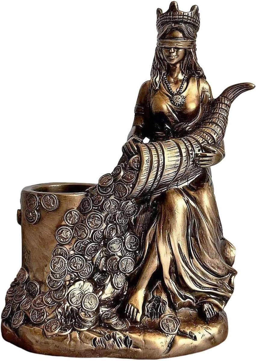 Godin Rijkdom Beeld Fortuin Sculptuur Griekse Engel Decoratie Hoogte: 12 cm