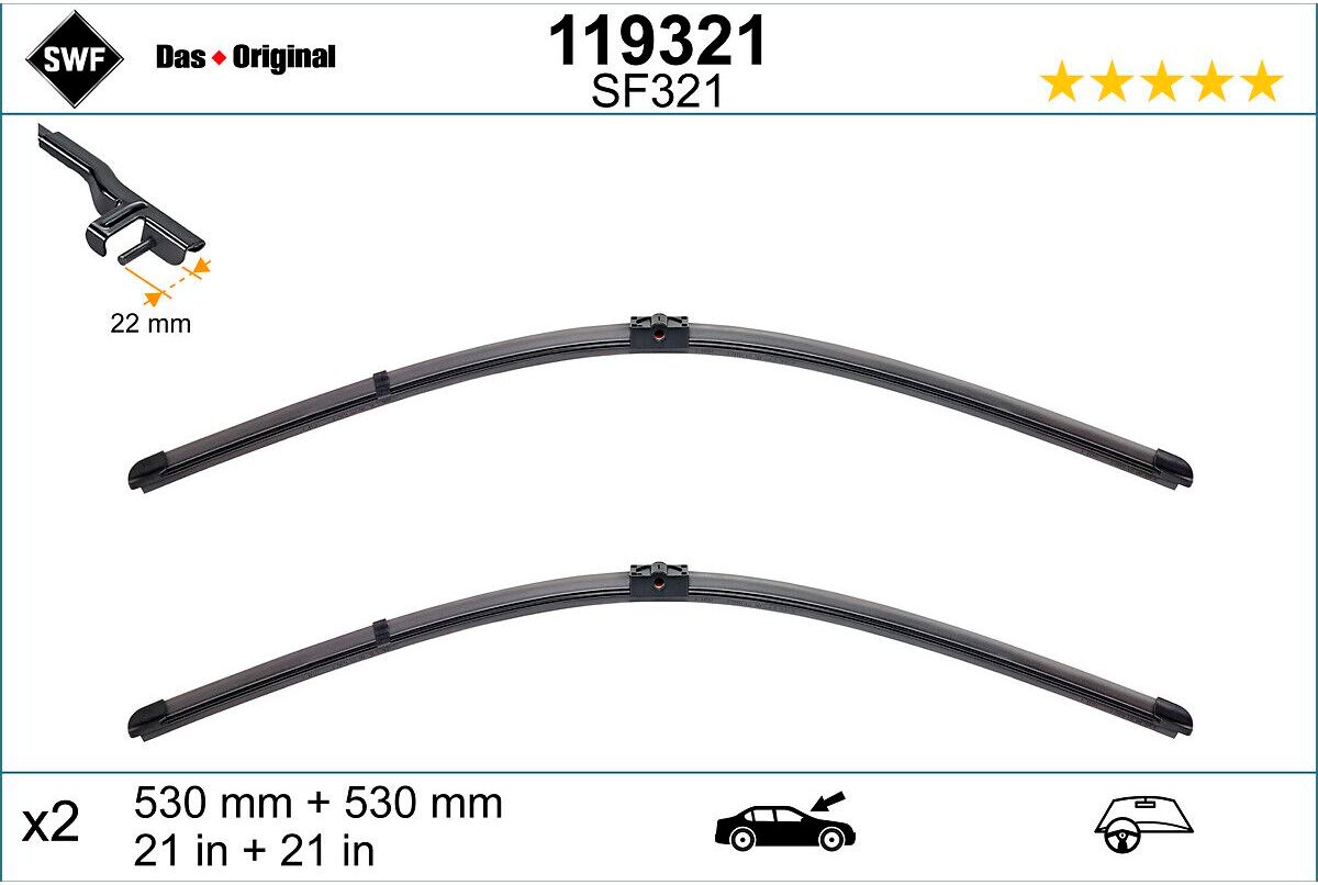 Wischblatt SWF Visioflex 119321, 530mm, Vorne, 2 Stück