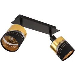 Deckenleuchte Deckenlampe Wohnzimmerlampe Metall Schwarz-matt Gold 2 Flammig