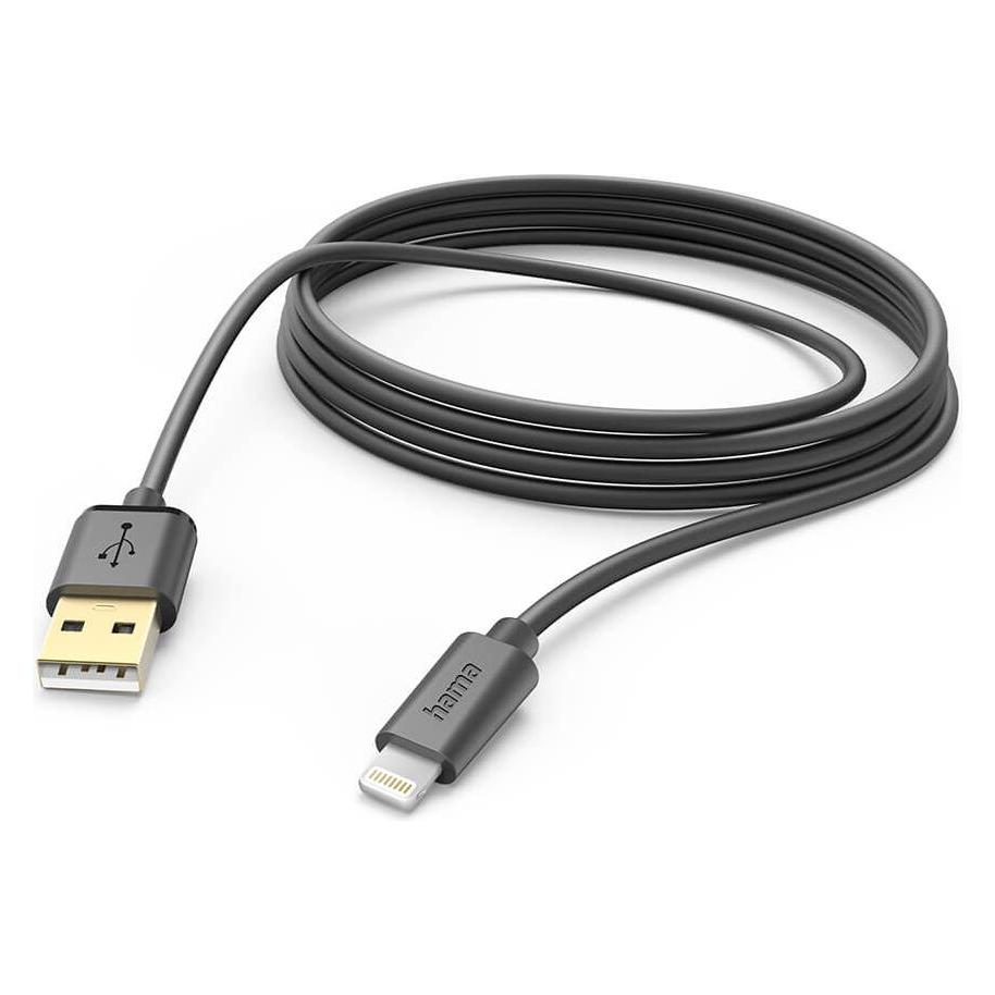 Hama USB-Kabel, USB-A - Lightning, 3 m, Schwarz (3 m, USB 2.0) (00201582)