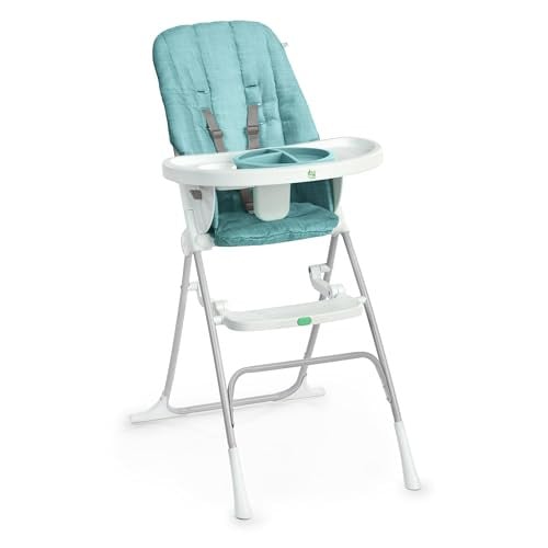 Ingenuity Sun Valley compacte opvouwbare kinderstoel met voedselveilige plaat en 5-punts harnas, teal