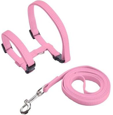 Uplift Essentials Adjustable Lightweight H Style Cat Harness And Leash Set pink
