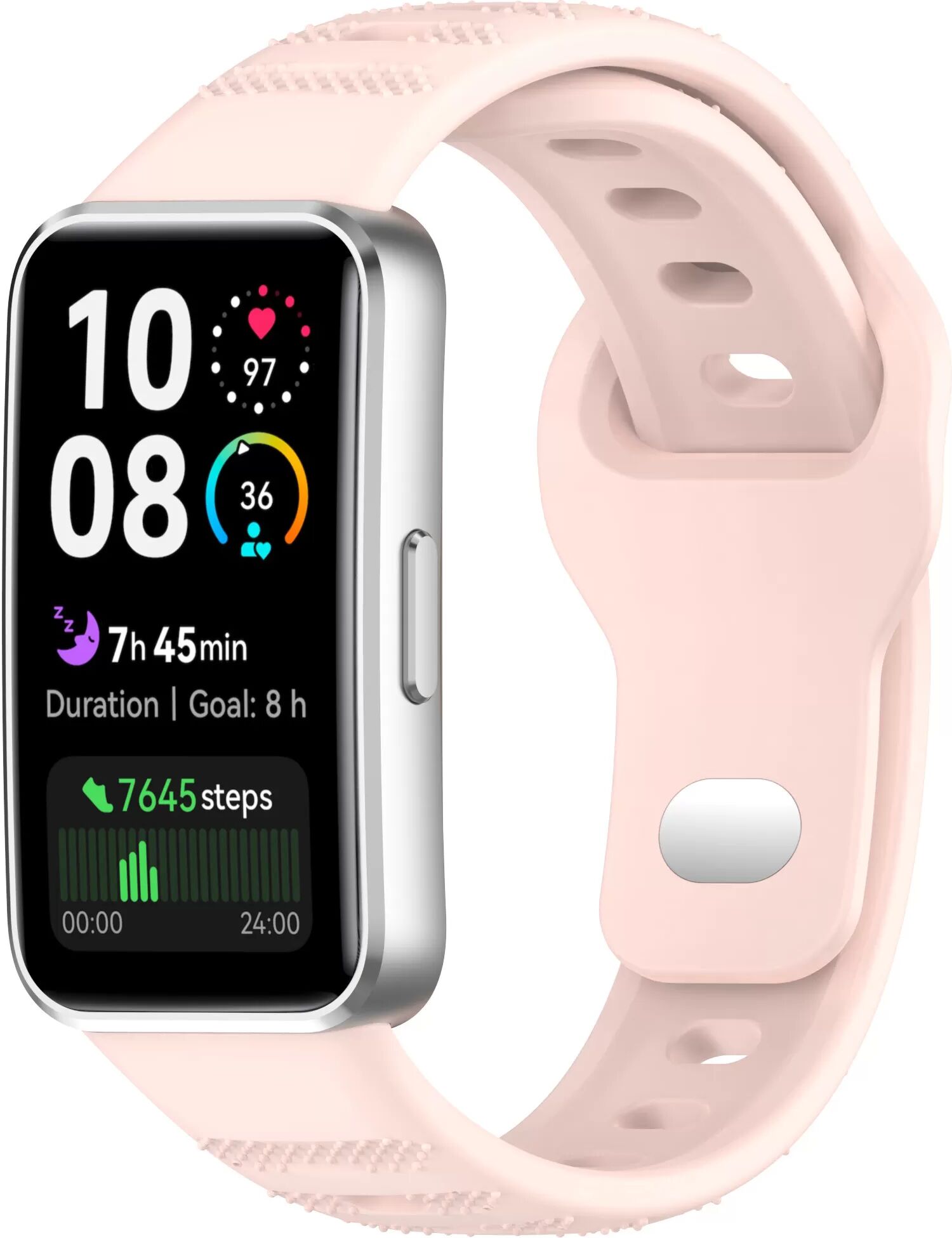 INF Silikonarmband für Huawei Band 10/9/8 - Gepunktete Textur Rosa