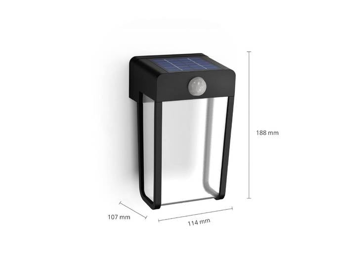 Philips LED-Solar-Wandleuchte Shroud, schwarz/klar, Sensor Shroud, schwarz, Kunststoff, Modern, Solarleuchte außen