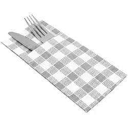 MONOUSO - Grau Besteckserviette aus Papier "Vichy" 40x40cm (60 Stück)