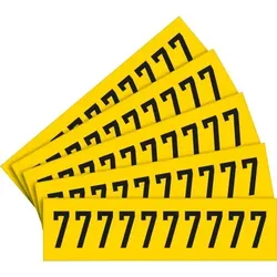 Aufkleber I Selbstklebende Ziffer 7, gelb/schwarz, Folie, Schrifthöhe 60mm, 5 Bogen/VE, 10/BOG
