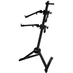 Quik Lok Zweistufiges Tasten-Stativ mit Tragetasche (Keyboard), Instrumentenständer + Halter, Schwarz