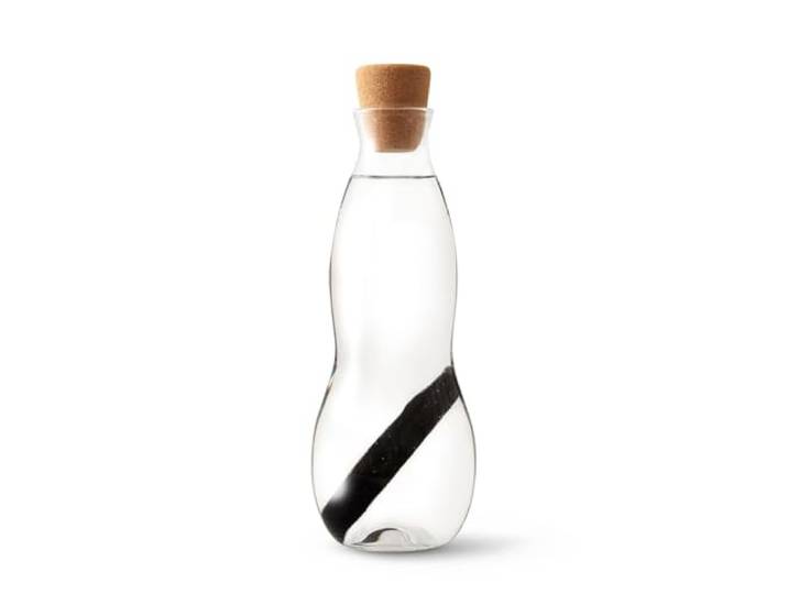 black + blum EC002 Glazen fles met actief koolfilter, 1100 ml waterfles, borosilicaatglas/kurk