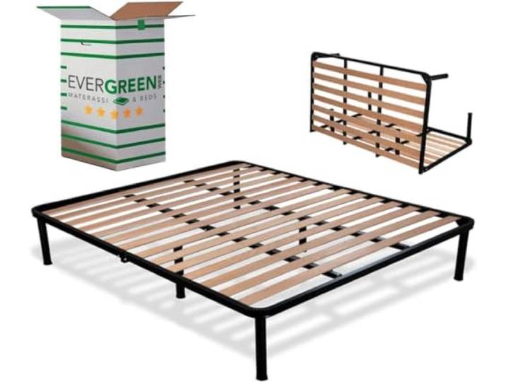 EVERGREENWEB - Orthopädischer Lattenrost 160x190 Faltbar, 35 cm Hoch, Extra Komfort Holzleisten mit 6 Abnehmbar Füße Verstärkte Rahmen aus Stahl, Klappbarer Bettgestell für alle Betten und Matratzen