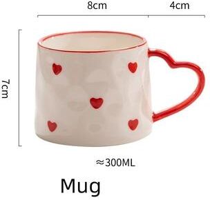 Inspired Living Hand Painted Ceramic Heart Handle Mug (201300ml) Romantic Love Coffee & Tea Cup mug