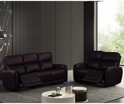 Furniture of America Elente Modern 2-Piece Power Recline Faux Leather Sofa and Loveseat Set