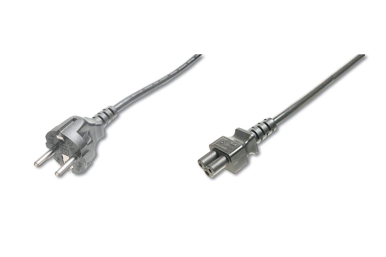 Digitus Netzanschlusskabel, CEE 7/7 (Typ-F) - C5 St/Bu, 0,75m, H05VV-F3G 0.75qmm, sw AK-440115-008-S