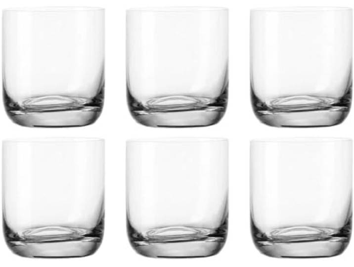 Leonardo Daily Trink-Gläser, 6er Set, spülmaschinenfeste Wasser-Gläser, geradlinige Glas-Becher, Getränke-Set, Saft-Gläser, klein, 320 ml, 063324
