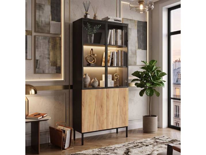Vitrine LED 180x74x31cm Grand Rangement Gain de Place Design Soigné Industrie