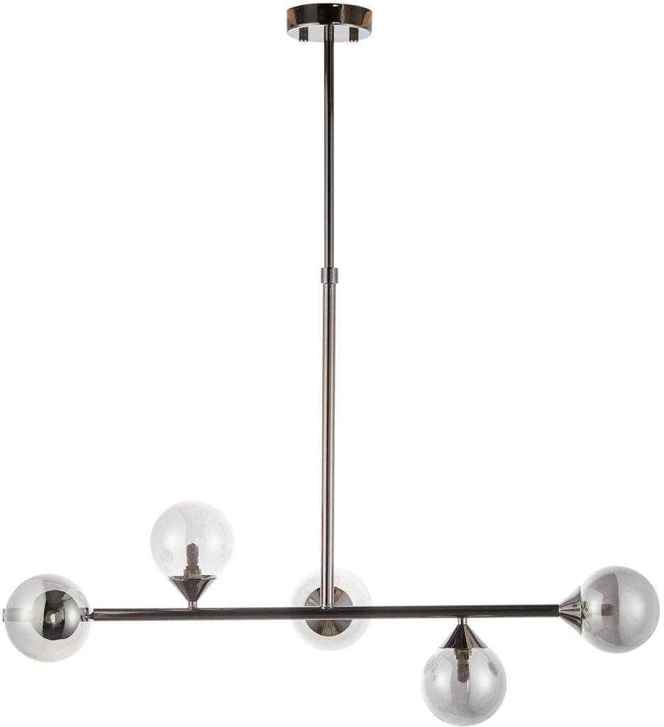 Canora Grey Bendeguz Wangara 5-Light Unique Chandelier Black Chrome/Smoked Mirrored Glass 33cm H X 90cm W X 30.2cm D