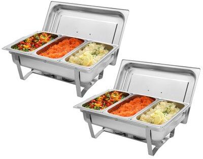 NO 9L 1/2 Sets of Dishes Stainless Steel Rectangular Buffet Stove