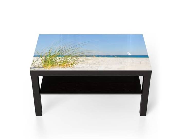 DEQORI Glastisch schwarz groß 90x50 cm Motiv Meeresweite Stille ausgefallener Beistelltisch aus Glas Hochglanz Couchtisch fürs Wohnzimmer moderner Couch Tisch mit Design