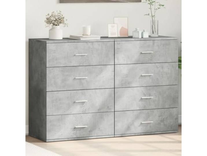 RJPLMFV Sideboard, 2 Stück, Betongrau, 60 x 39 x 80 cm, Holz TV-Möbel, glatte Oberfläche, feuchtigkeitsbeständig, einfache Reinigung, Wandbefestigung erforderlich