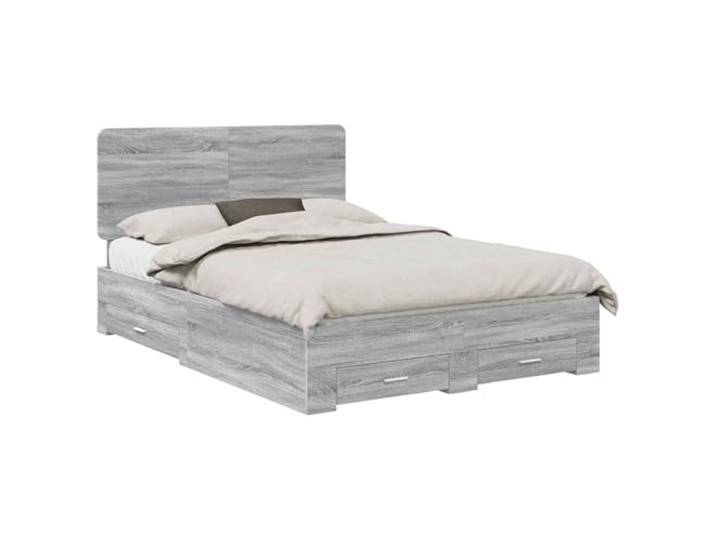 HMDNGOUT Bettrahmen Graues Sonoma 140 x 190 cm Holzwerkstoff mit Schubladen und Kopfende