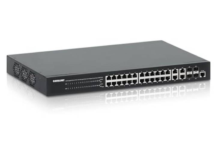 Intellinet 24-poorts Gigabit Ethernet PoE+ Web-Managed Switch met 4 Gigabit Combo-Base-T/SFP-poorten