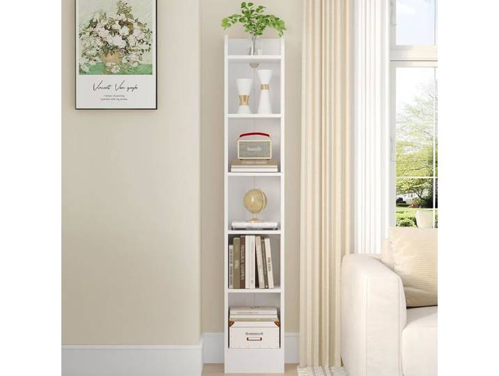 Bibliothèque Bibliothèque de Rangement Étagère pour Objets de Collection Panneaux Réglables pour Salon Bureau Blanc