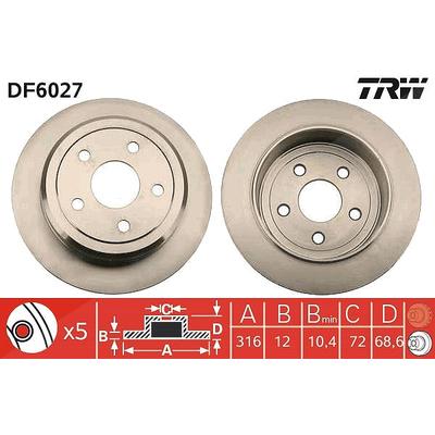 Trw Bremsscheibe Hinterachse Voll [Hersteller-Nr. DF6027] für Chrysler, Dodge