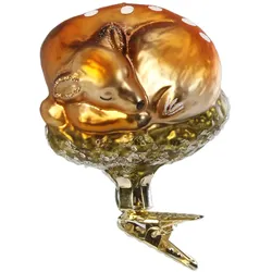 Inges Glas Schlafendes Rehkitz 6.5 cm - Inge-Glas 10207S015 Im Zauberwald - Christbaumschmuck Glas mundgeblasen