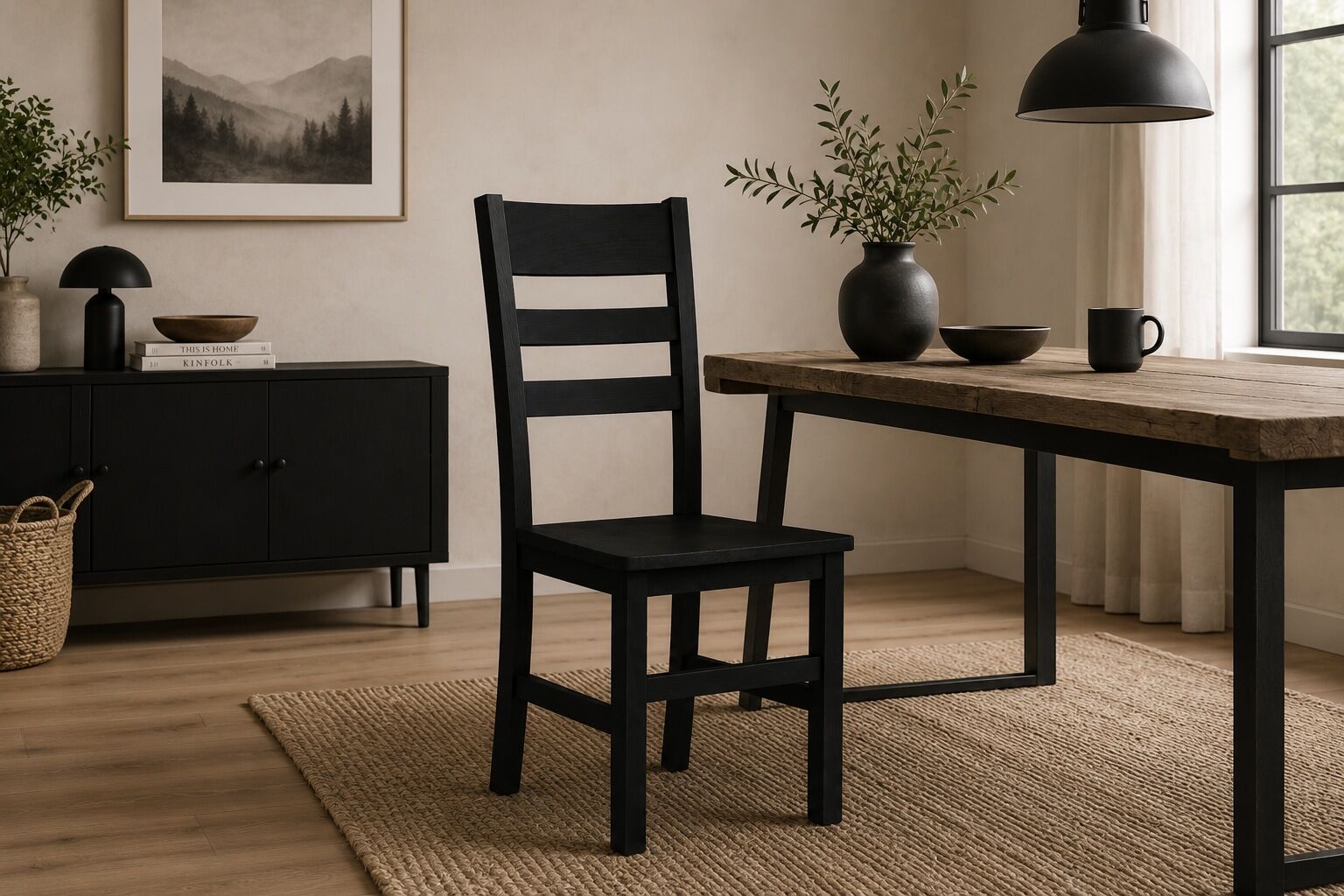 4-Fussstuhl HOME AFFAIRE "Verona Küchenstuhl, Massivholzstuhl, Landhaus Klassischer Stuhl", schwarz (schwarz, schwarz, schwarz), B:45cm H:98cm T:50,5cm, Massivholz, Stühle, 4-Fussstuhl, Stabiler Sprossenstuhl in vielen modernen Farben erhältlich schwarz, 