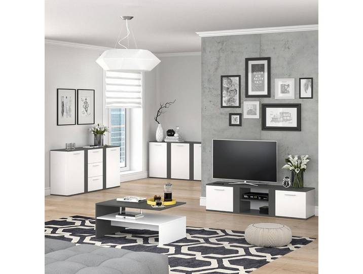 Vicco Kommode Novelli, Weiß/Anthrazit, 155 x 80 cm mit Schubladen (1 St)