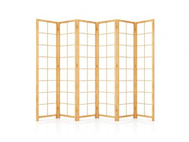Raumteiler Holz weiß Scandi Chic Classic (J000) - Variationen 2-6 Flügel klappbar (250x172cm)