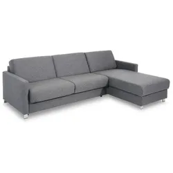bali Ecksofa Maike Stoff Grau, Blau Grau /