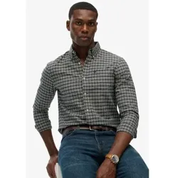 Superdry für Herren. M4011042A Premium Check Oxford Hemd navy (S), Lässig, Baumwolle, Langarm, Marine