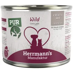 Herrmann's Kreativ-Mix Reinfleisch 200 Gramm Hundenassfutter 12 x 200 Gramm Wild