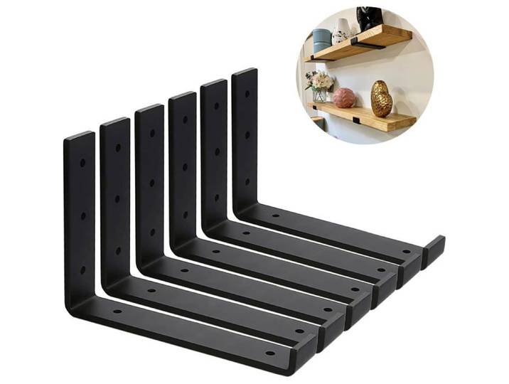 Équerre Murale Support d'Étagère Industrielle - 5 mm d'épaisseur 30 x 15 cm - Noir