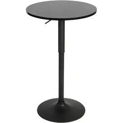 DELUKE® 2in1 Stehtisch Höhenverstellbar Ø 60cm CHERI 106cm Hoch, Metall Gestell Bistrotisch Gastro Bartisch Rund Outdoor Bistrotisch Schwarz-Schwarz