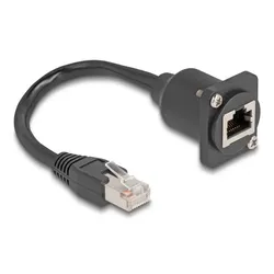 DELOCK D-Typ RJ45 Kabel Stecker zu Buchse Cat.5e SW 20 cm