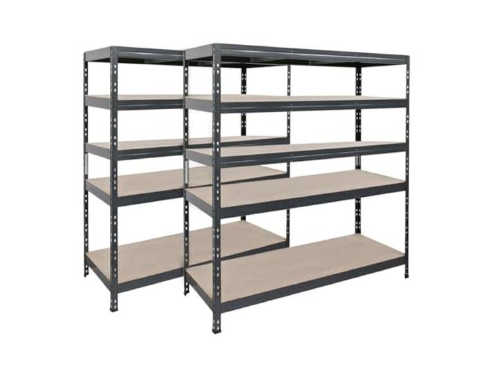 Master Regale 2er-Set Rivet Schwerlastregal mit lackierbaren HDF-Platten, 180x150x45cm (HxBxT), 5 Böden mit je 250kg Tragkraft, anthrazitgrau, praktisches Stecksystem, umweltfreundlich und recycelbar