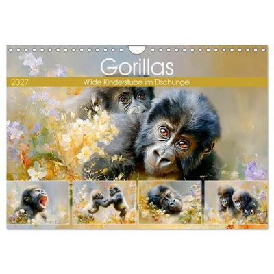 Gorillas. Wilde Kinderstube im Dschungel (Wandkalender 2027 DIN A4 quer), CALVENDO Monatskalender