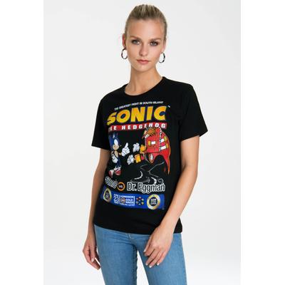 T-Shirt LOGOSHIRT "Sonic vs. Dr. Eggman", Damen, Gr. XL, schwarz, 100% Baumwolle, bedruckt, normal, Rundhals, Shirts T-Shirt, mit lizenziertem Originaldesign